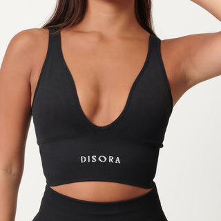 Disora Disora V-Neck Sports Bra - Midnight Black