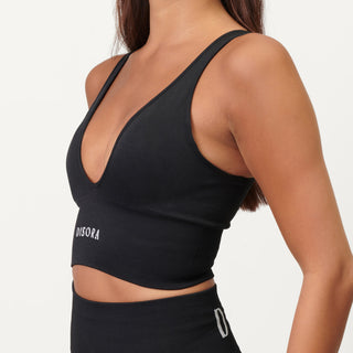 Disora Disora V-Neck Sports Bra - Midnight Black