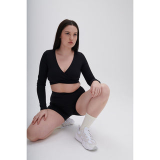 Disora DISORA PEPPER BLACK WRAP WAIST SHORTS