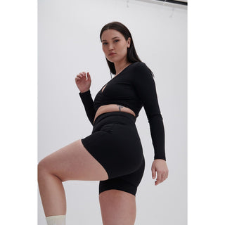 Disora DISORA PEPPER BLACK WRAP WAIST SHORTS