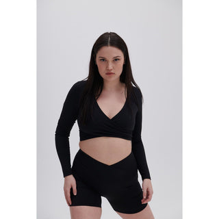 Disora DISORA PEPPER BLACK WRAP WAIST SHORTS