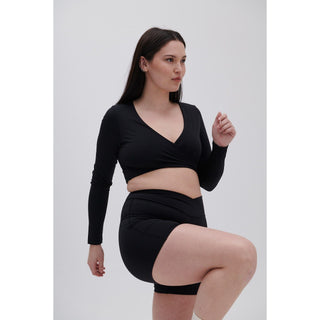 Disora DISORA PEPPER BLACK WRAP WAIST SHORTS