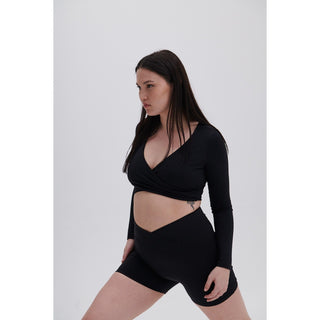 Disora DISORA PEPPER BLACK WRAP WAIST SHORTS