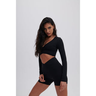 Disora DISORA PEPPER BLACK WRAP WAIST SHORTS