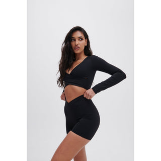 Disora DISORA PEPPER BLACK WRAP WAIST SHORTS