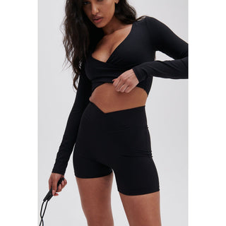 Disora DISORA PEPPER BLACK WRAP WAIST SHORTS