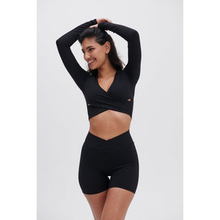 Disora DISORA PEPPER BLACK WRAP WAIST SHORTS