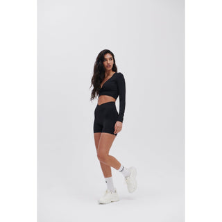 Disora DISORA PEPPER BLACK WRAP WAIST SHORTS