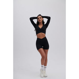 Disora DISORA PEPPER BLACK WRAP WAIST SHORTS