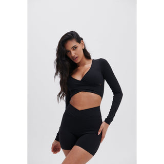 Disora DISORA PEPPER BLACK WRAP WAIST SHORTS