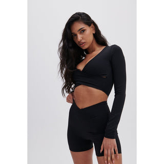 Disora DISORA PEPPER BLACK WRAP WAIST SHORTS