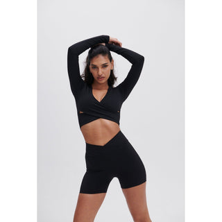 Disora DISORA PEPPER BLACK WRAP WAIST SHORTS