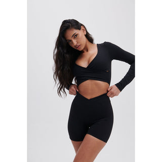 Disora DISORA PEPPER BLACK WRAP WAIST SHORTS