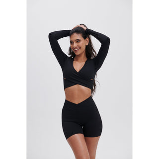 Disora DISORA PEPPER BLACK WRAP WAIST SHORTS