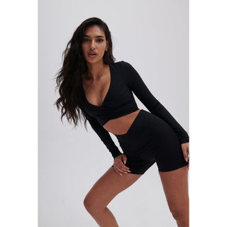 Disora DISORA PEPPER BLACK WRAP WAIST SHORTS