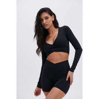 Disora DISORA PEPPER BLACK WRAP WAIST SHORTS