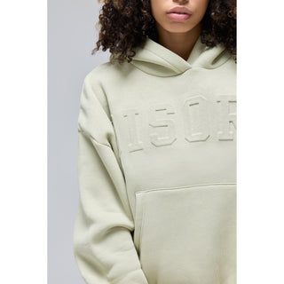 Disora EMBOSSED VARSITY HOODIE IN SAGE GREEN