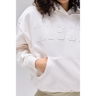 Disora EMBOSSED VARSITY HOODIE IN VANILLA CREAM