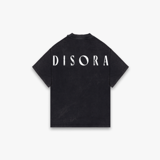 Disora Disora Dual Distressed Logo Print Tee - Washed Black